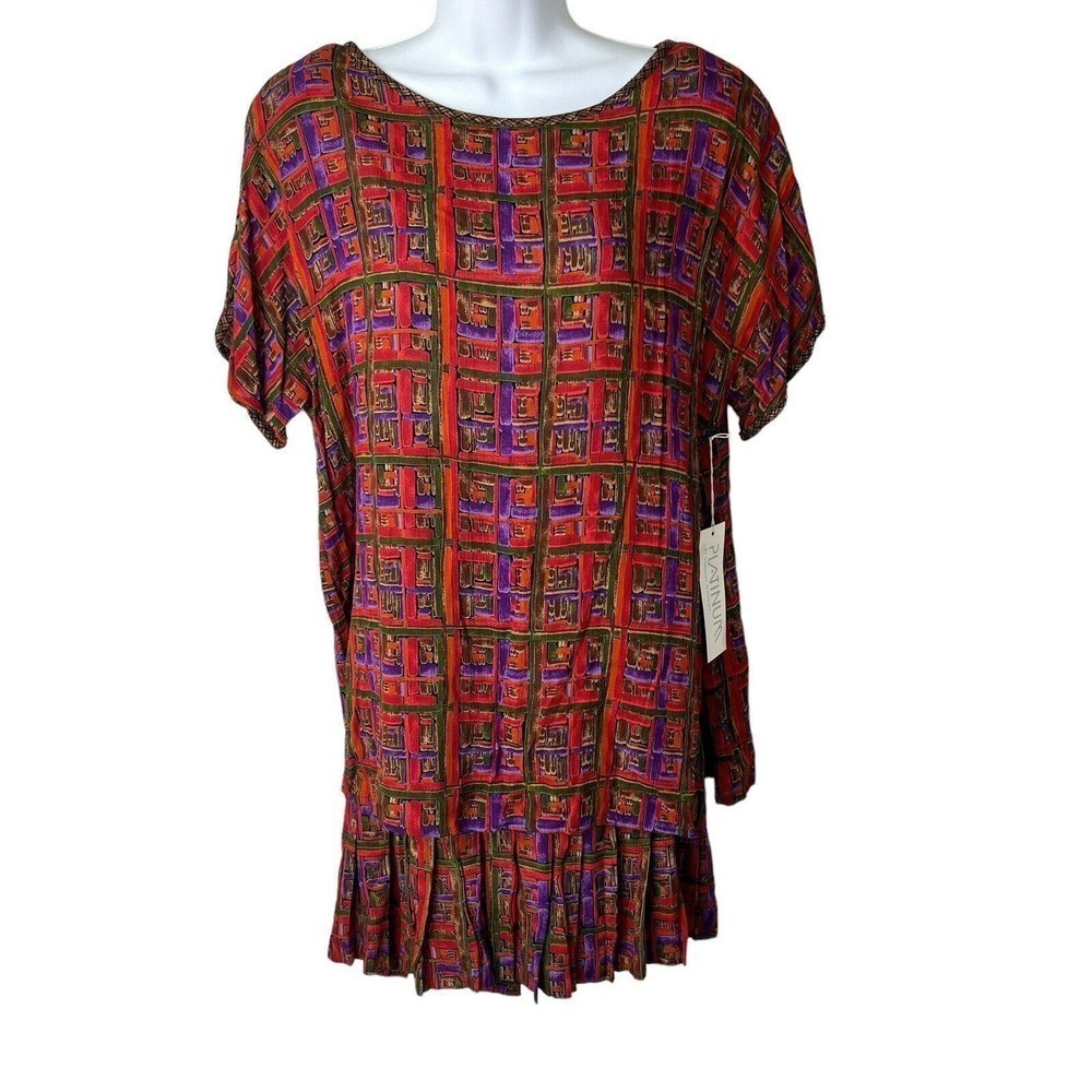 Platinum by Dorothy Schoelen Sz M 10 Skirt Tunic Set Vintage 80s NEW OLD STOCK